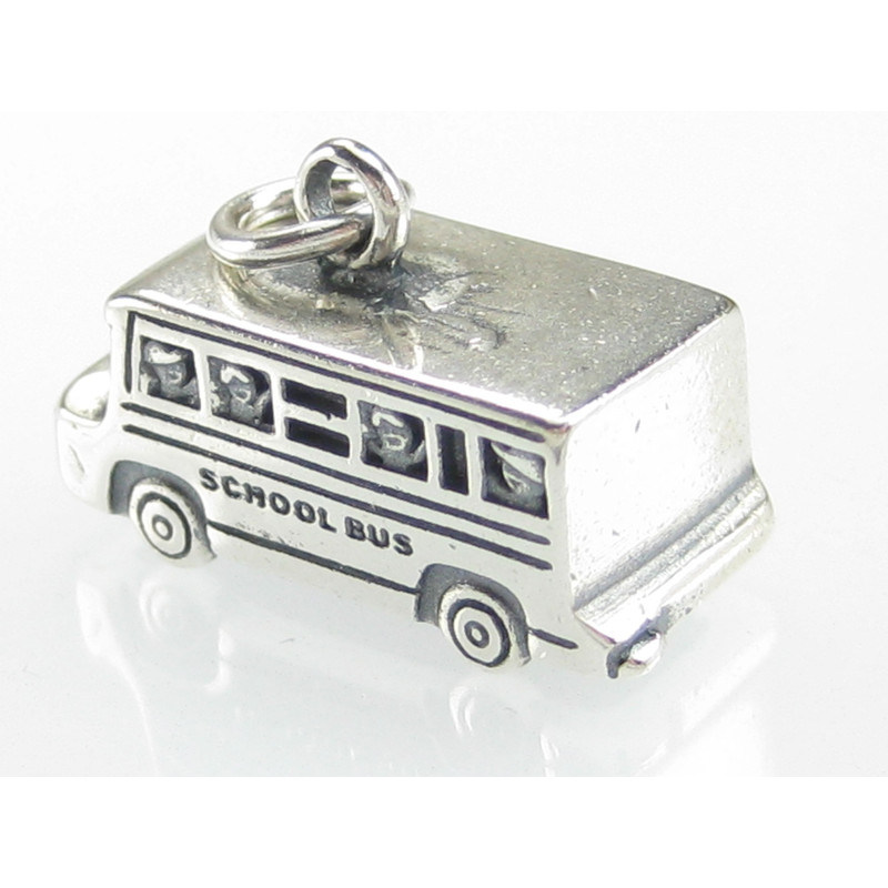 Sterling Silver School Bus Charm, Fun Educational Accessory
